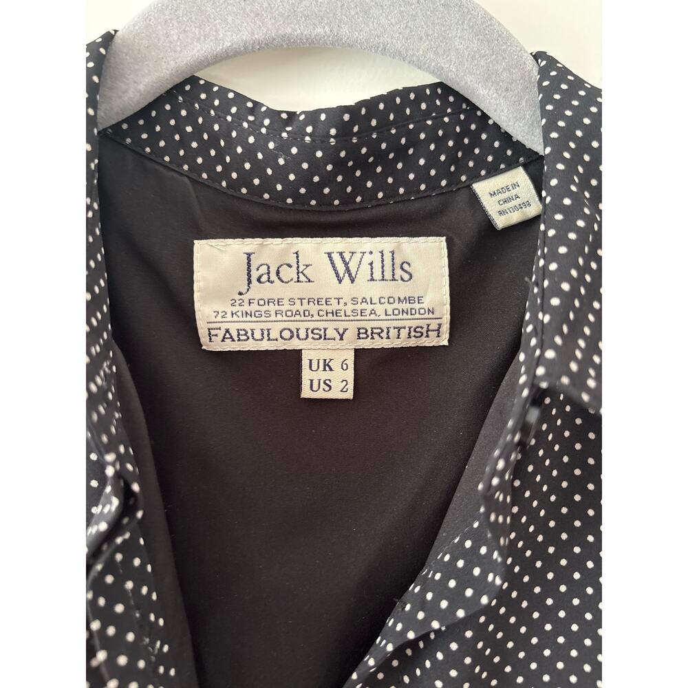 Jack Wills Black White Polka Dot Sleeveless Pleated Shirt Dress Women’s US 2 - Picture 4 of 13